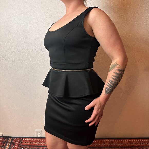 Bebe Removable Peplum Black Cocktail Dress Sleeveless Size 10 - Picture 2 of 7